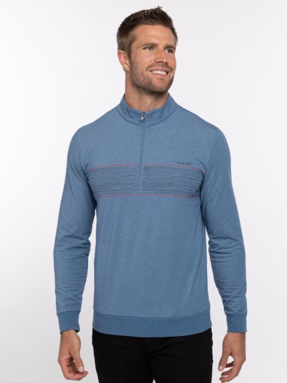 Travis Mathew splash of color 1/4 zip pullover size L mens blue cotton